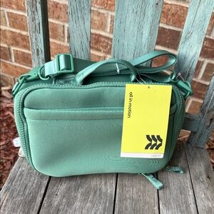All in Motion Faux Neoprene Sage green Lunch Tote/ Crossbody Bag